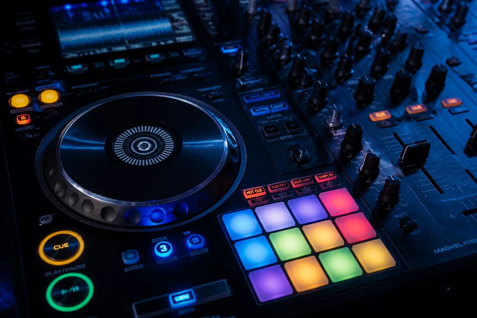 DJ mixing console loop window detail