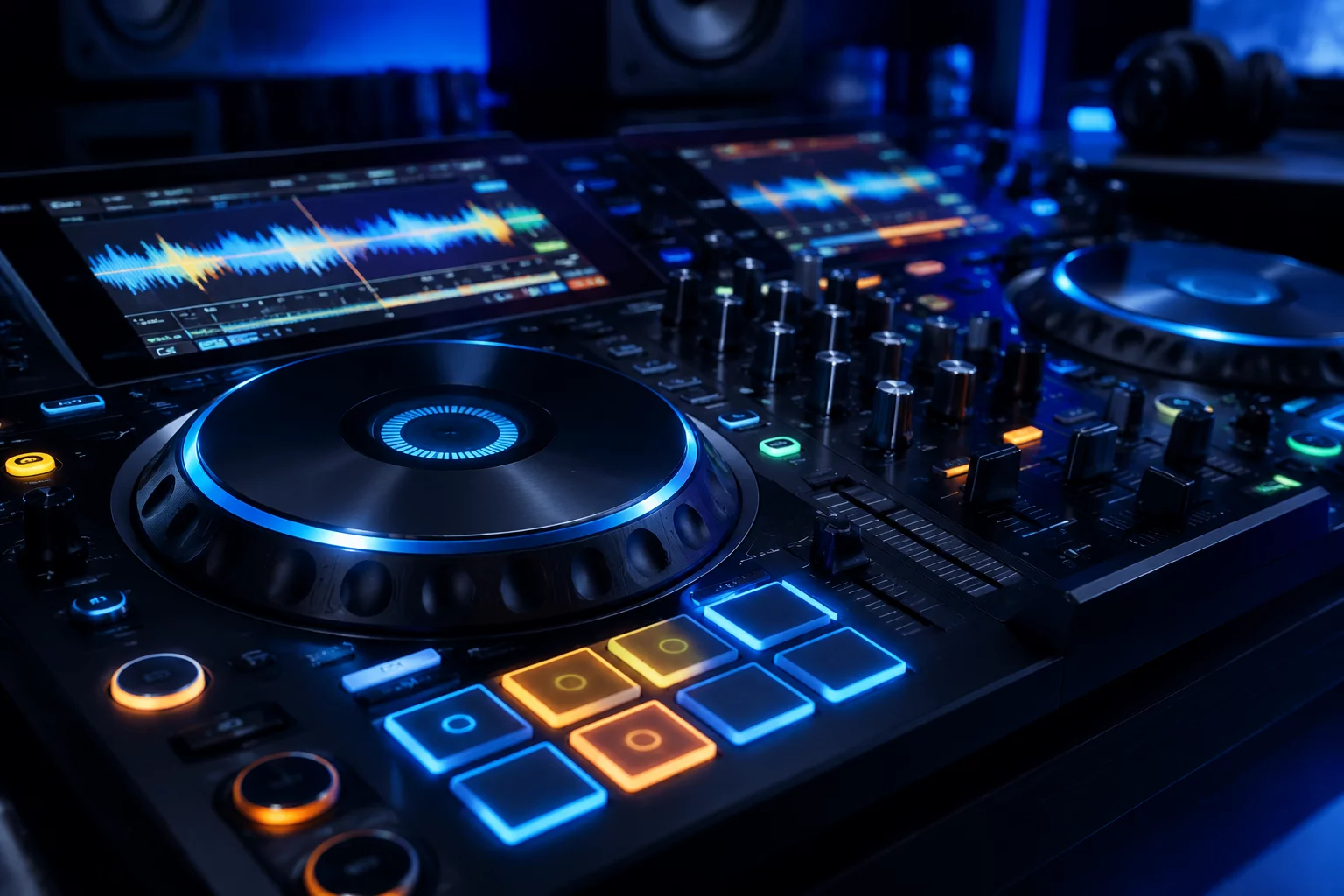 Serato DJ performance loop control interface and structured waveform display